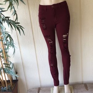 U Jeans - Distressed jeans - Burgundy - NWT